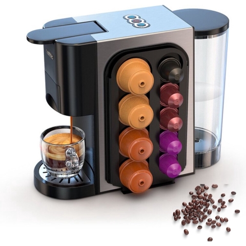 Happyment 4 in 1 Koffiemachine - Koffiezetapparaat - Koffie Automaat - Automatisch - Nespresso - Dolce Gusto - Koffiepoeder - Koffiepads - Met Capsulerek