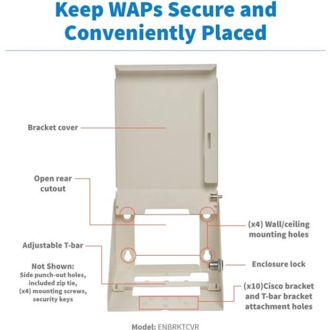 Tripp-Lite ENBRKTCVR Universal Wall Bracket for Wireless Access Point with Cover - Right Angle, Steel, White TrippLite