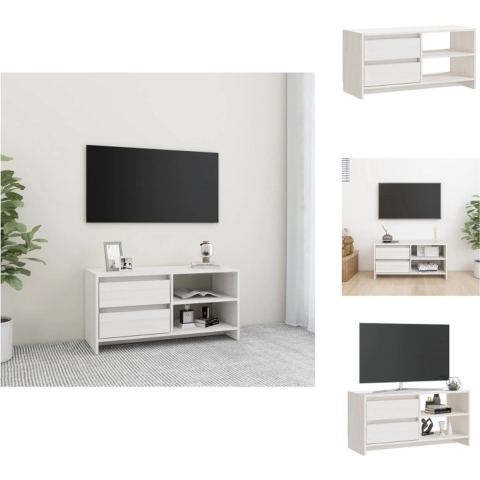 vidaXL TV-meubel Grenenhout - 80 x 31 x 39 cm - Wit - Kast