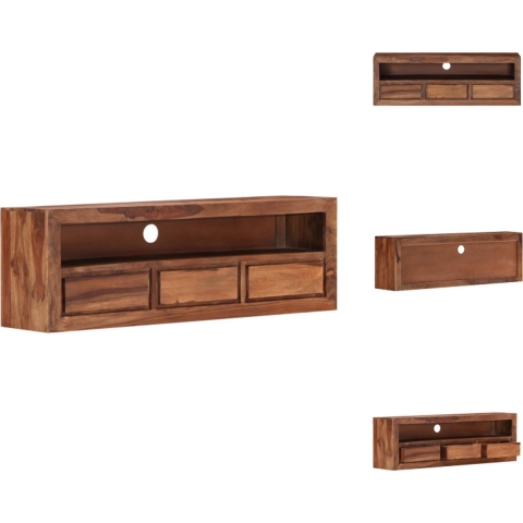 vidaXL Houten TV-kast - Sheeshamhout - 120x30x40 cm - Met 3 lades en 1 vak - Kast