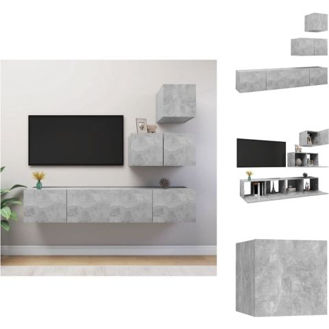 vidaXL TV-meubelset - Betongrijs - Spaanplaat - 30.5x30x30cm - 60x30x30cm - 80x30x30cm - Kast