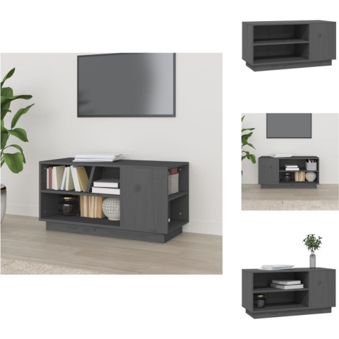 vidaXL Stereokast - Houten TV-kast - Grijs - 80x35x40.5 cm - Kast