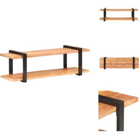 vidaXL Tv-kast Industriële Stijl - 130 x 40 x 40 cm - Massief Acaciahout - Gepoedercoat Ijzer - Kast