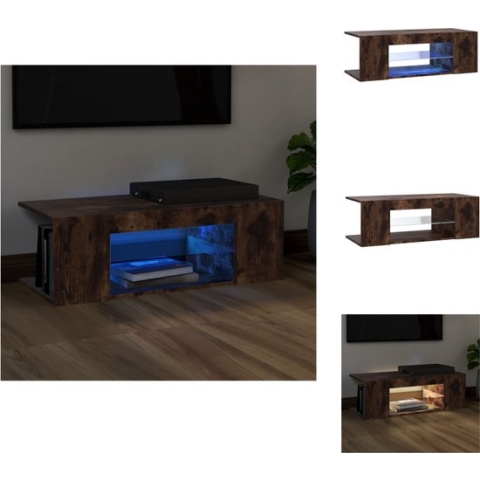 vidaXL TV-meubel - LED-verlichting - 90 x 39 x 30 cm - gerookt eiken - Kast