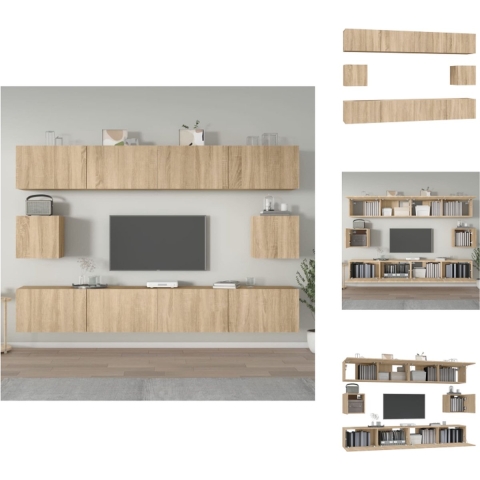 vidaXL Televisiemeubelset - Sonoma eiken - 4x 100x30x30cm - 2x 30.5x30x30cm - Kast