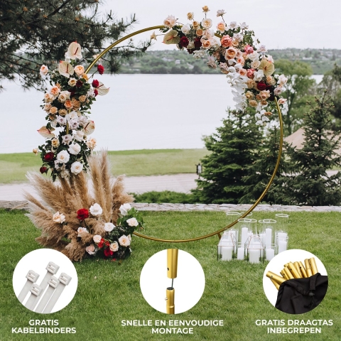 Backdrop Frame Bruiloft Goud - 200x56x210 cm - Boog voor ballonnen evenementen