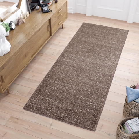 Tapiso Sari Tapijt Loper Bruin Duurzaam Modern Woonkamer Hal Slaapkamer Maat- 80x400