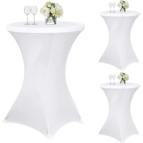 3 stuks statafelhoezen voor statafels, 80 x 110 cm, spandex, stretch tafelkleed, Reinforcement in The Foot Area, voor ronde tafel, bruiloft, verjaardagsfeest, banket, tafeldecoratie (80 cm, wit)