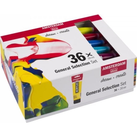 Standard set 36 kleuren 20 ml tubes acrylverf