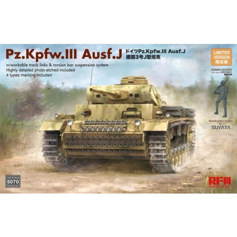 1:35 Rye Field Model 5070 Pz.Kpfw.III Ausf.J Tank Plastic Modelbouwpakket