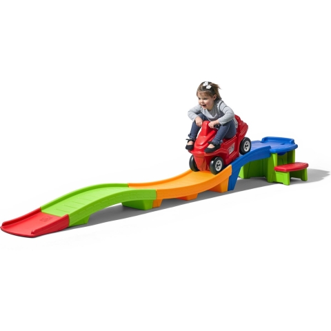 Step2 Up & Down Roller Coaster Rapid Ride & Hide Edition - Kinderachtbaan met loopauto - 2,74m achtbaan voor kinderen met speelgoed auto