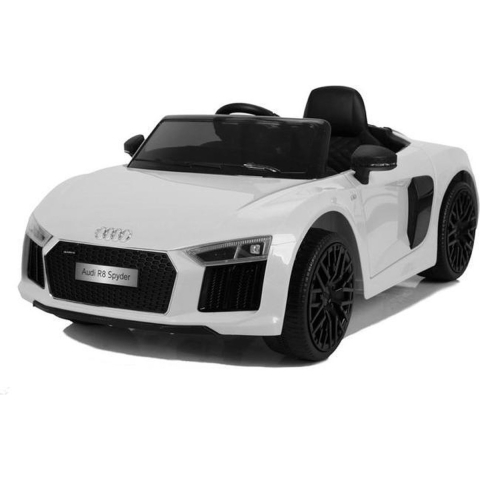 Audi R8 Elektrische Kinderauto - Wit - 12v - Muziek Modulen - USB- Afstand Bestuurbaar - Kunst Lederen Zitje - Rubberen EVA Banden