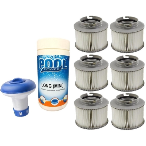 6x Mspa filter cartridge set met 1kg chloortabletten en chloordrijver pakket (o.a. Aldi / Lidl Spa)