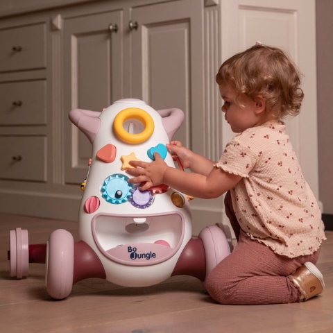 Bo Jungle - Looptrainer peuter - Loopwagen Baby - Babywalker - licht en muziek - Met ballen - Met Rem - Met opbergvak - Walking Aid Jumpy Grijs