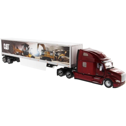 Peterbilt 579 Ultraloft Trekker en oplegger met Cat belettering  - 1:50 - Diecast Masters - Transport Series