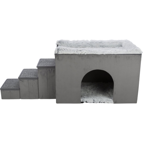 Trixie - Hondenmand - Huis Harvey Met Trap - Grijs / Wit -154X60X60 cm
