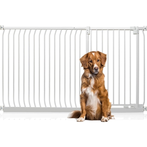Bettacare Extra Tall Elite Hondenhek, 171cm - 180cm, Mat Wit, Extra Hoog 100cm in Hoogte, Traphekje Zonder Boren Hek voor Honden en Puppy's, Huisdier en Hond Barrière, Eenvoudige Installatie