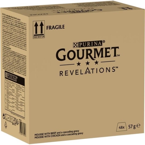 PURINA GOURMET™ REVELATIONS™ Mousseline van kip en rundvlees gegarneerd met saus - 4 x 57 g