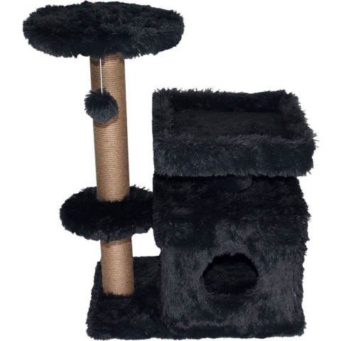 Topmast Krabpaal Fluffy Langhaar - Malmö - Antraciet - 72 x 39 x 87 cm - Made in EU - Krabpaal voor Katten - Met Kattenhuis - Sterk Sisal Touw