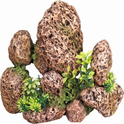 Nobby aqua deco stenen met planten - 23,5 x 14,5 x 21,5