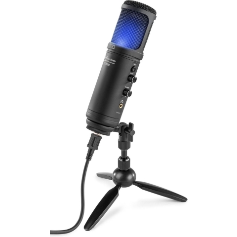 USB microfoon voor pc - Power Dynamics PCM120 - incl. tafel statief - Zwart