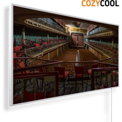 Infraroodpaneel met afbeelding | Verlaten theater | 1200 Watt | Witte lijst | Infrarood verwarmingspaneel | Infrarood paneel | Infrarood verwarming