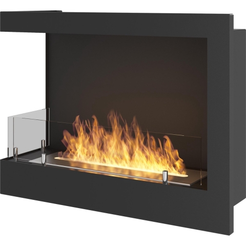 Bio ethanol haard hoek links - sfeerhaard met glas - inzethaard 60x45cm.