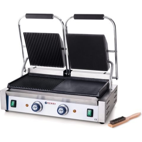 Hendi Dubbele Contactgrill Professional - Gegroefd/Glad - Grilloppervlakte: 47,5x23cm