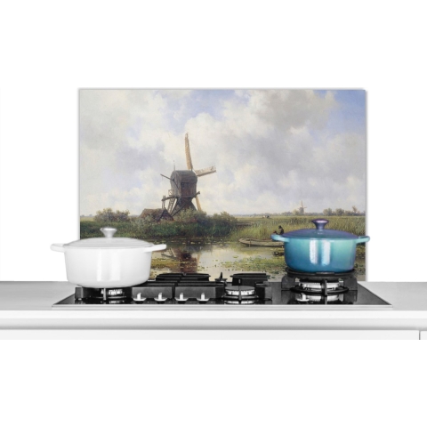 Spatscherm keuken - Molen - Schilderij - Nederland - Oude meesters - Keuken - Spatwand keuken - Spatwand - 90x60 cm - Wanddecoratie