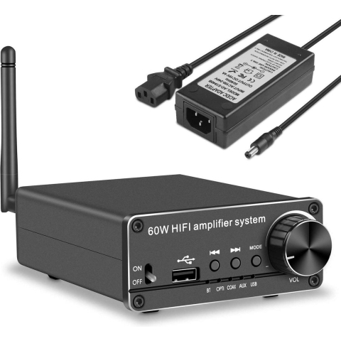 NÖRDIC SGM-181 Digitale audio naar analoog converter - Bluetooth 5.0 - Toslink, AUX en USB - Versterker - Zwart