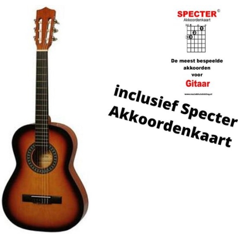 Klassieke Gitaar - 91 cm - Vintage Sunburst met handige akkoordenkaart