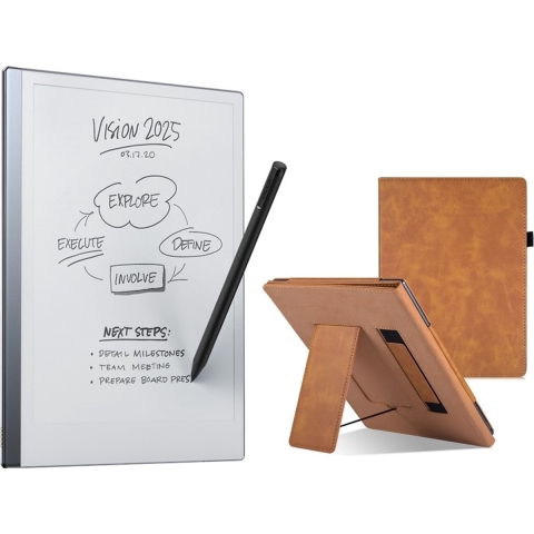 reMarkable ® 2 met Marker Plus en luxe PU lederen Cognac Hoes - the Paper Tablet