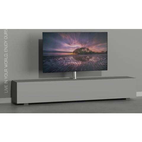 Cavus Mount 60S - Tv Meubel Inbouw Set - Ø 60 mm Kolom Geborsteld RVS & VESA 400x200 Montageplaat