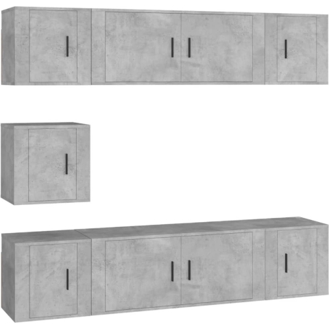 vidaXL-7-delige-Tv-meubelset-bewerkt-hout-betongrijs