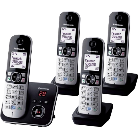 PANASONIC KX-TG6824GB - Quattro DECT draadloze telefoon, 4 handsets - Antwoordapparaat - zwart
