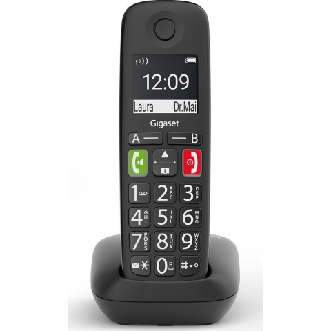 Gigaset E290 E - Draadloze thuistelefoon voor senioren - met zeer grote verlichte toetsen - extra luid belvolume functie - compatibel met gehoorapparaat - zwart