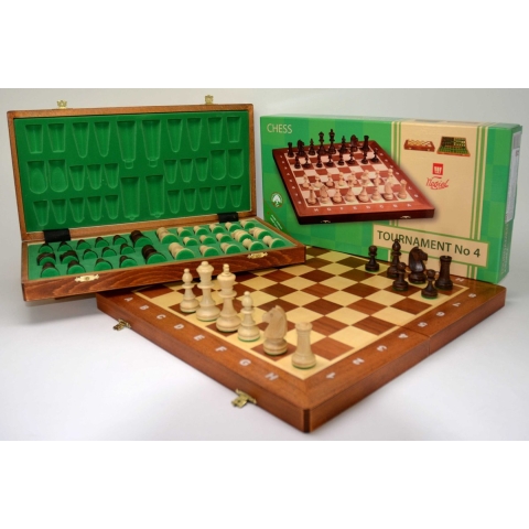 Schaakcassette Tournament 4 mahonie/essen 41x20cm.