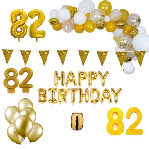 82 jaar Verjaardag Versiering Pakket Goud XL