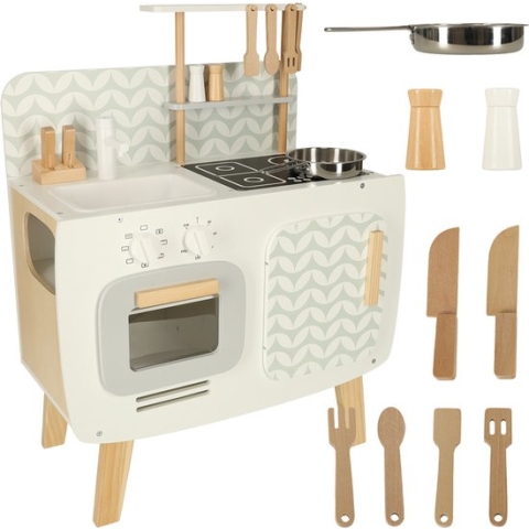 Lulilo vintage retro speelkeuken met accessoires - Speelgoed keuken met kookplaat, wasbak en oven - 58 x 72,7 x 29,2 cm