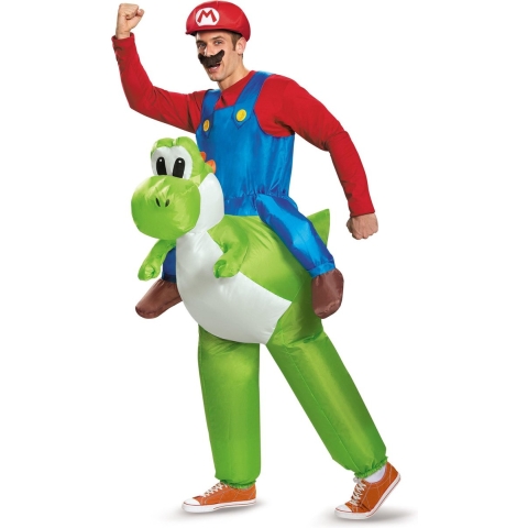 DISGUISE - Opblaasbaar Nintendo Mario op Yoshi kostuum voor volwassenen