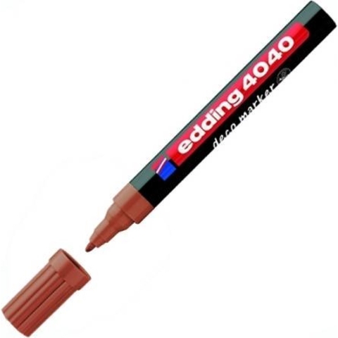 Markeerstift gelakt Edding 4040 bruin 1-2 mm, rond uiteinde, decoratief, voor hout en keramiek