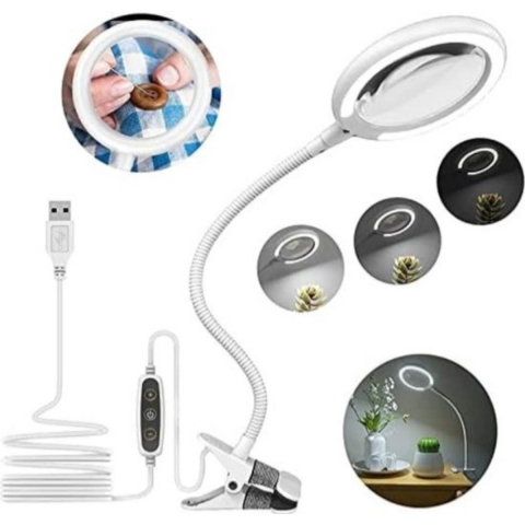 Loeplamp met led verlichting - Loeplamp met rolstatief - Wit