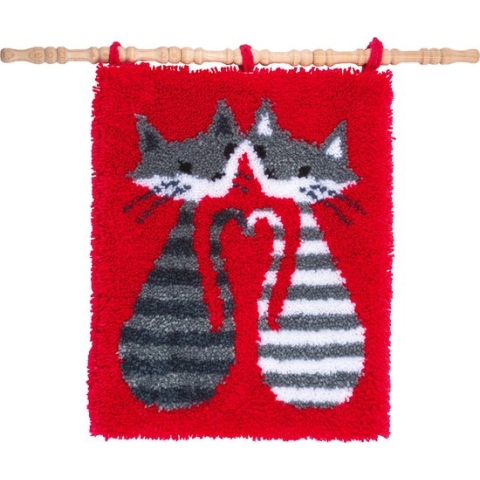 PN-0156930- Knooptapijt kit Streepjes katten- Vervaco