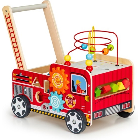 Loopwagen - brandweer - hout - 46 x 28 x 41,5 cm - rood