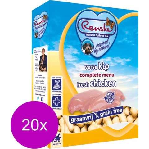 Renske Hond Vers Adult Graanvrij 395 g - Hondenvoer - 20 x Kip