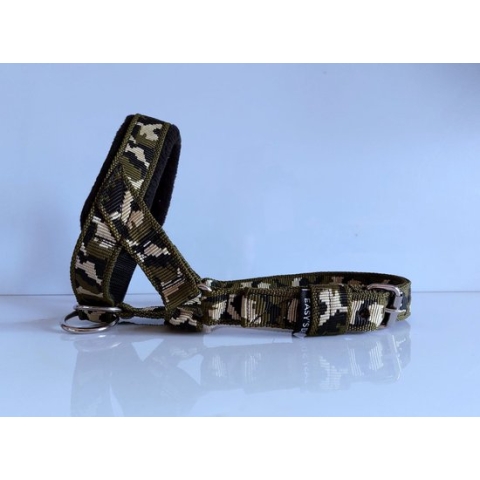 Gentle leader groen camouflage gevoerd antitrek hoofdhalster hond