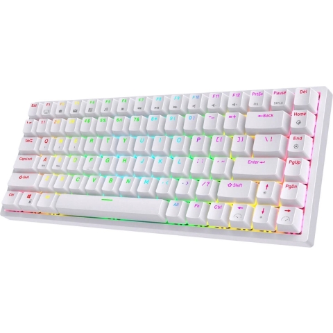RK84 Gaming Keyboard Wit - RGB Verlichting - Hot-Swappable - Tri-Mode - Ergonomisch Mechanisch Gaming Toetsenbord Met Draadloze Verbinding - Qwerty - 80% Met Multimedia Toetsen - Brown Switches