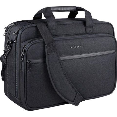 Laptoptas | Aktetas | Waterafstotend | 18 x 12,8 x 7,5 / 18 Inch | Multifunctioneel | Gewatteerd | Uitbreidingsritssluiting | Schouderriem | Zwart | DELMAI