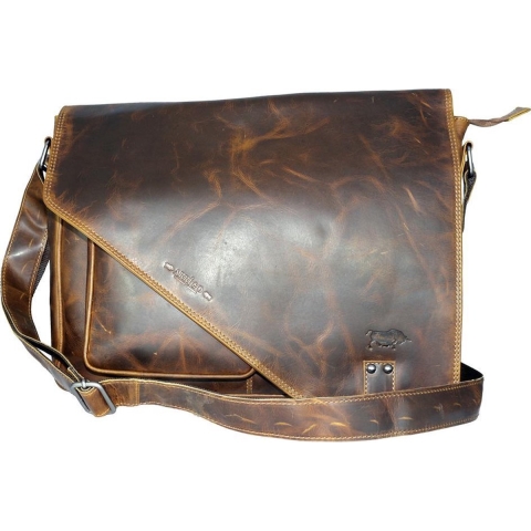 Laptoptas - Bruin Leer- Stevige Schouderband - Ruimte Voor Je Laptop tot 15.6 Inches - Tas - Leer - Aktetas