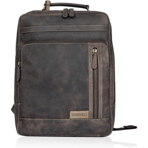 Sparwell Tough Toby Leren laptop rugzak 15.6 inch | Bruin